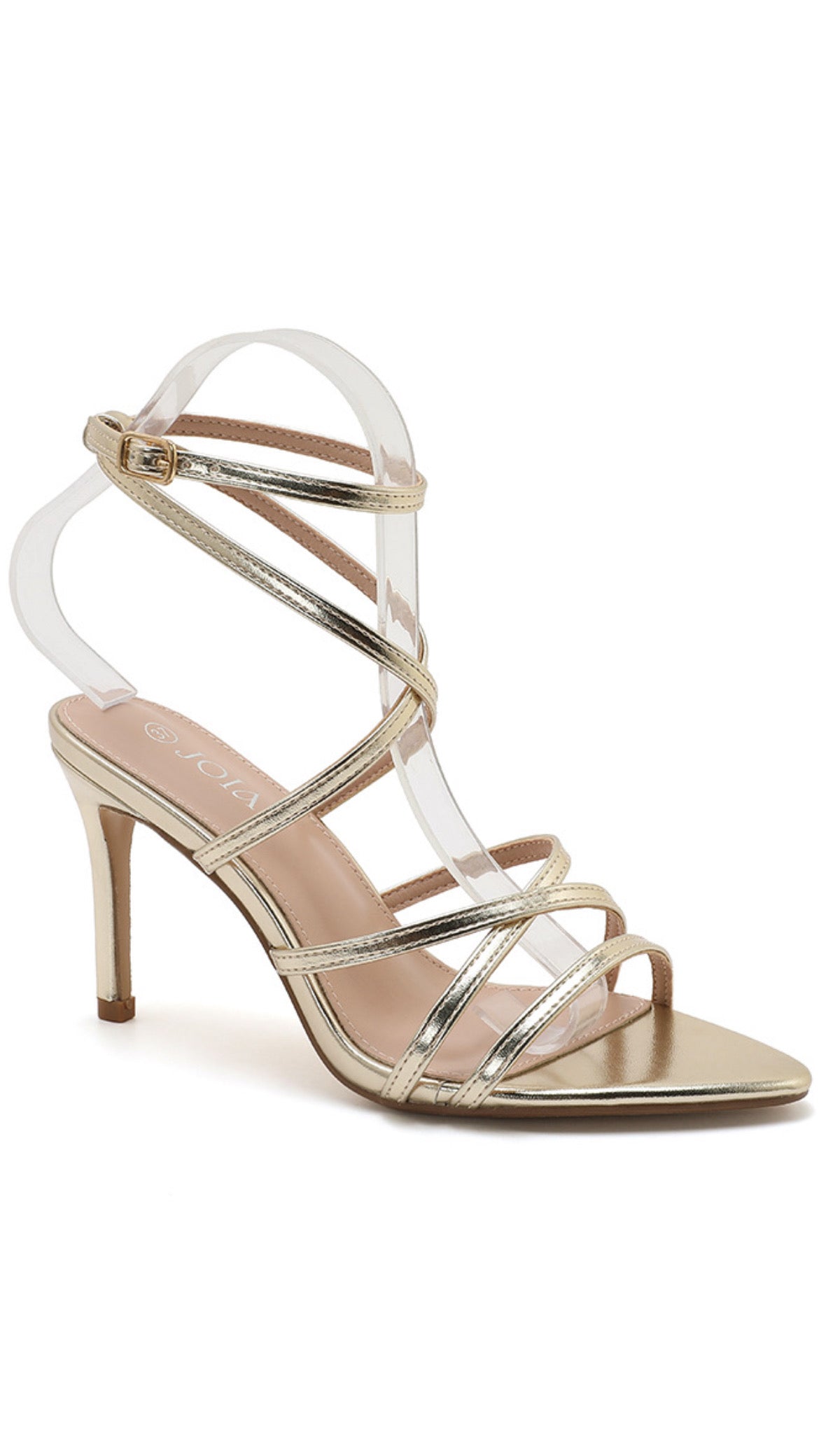 Alara Gold Strappy Heel – Glamorous Stiletto Sandal