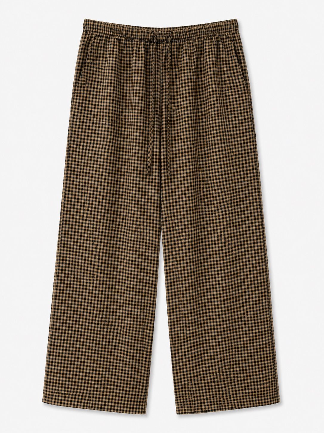 Rosie Wide-Leg Check Trousers – Brown & Black