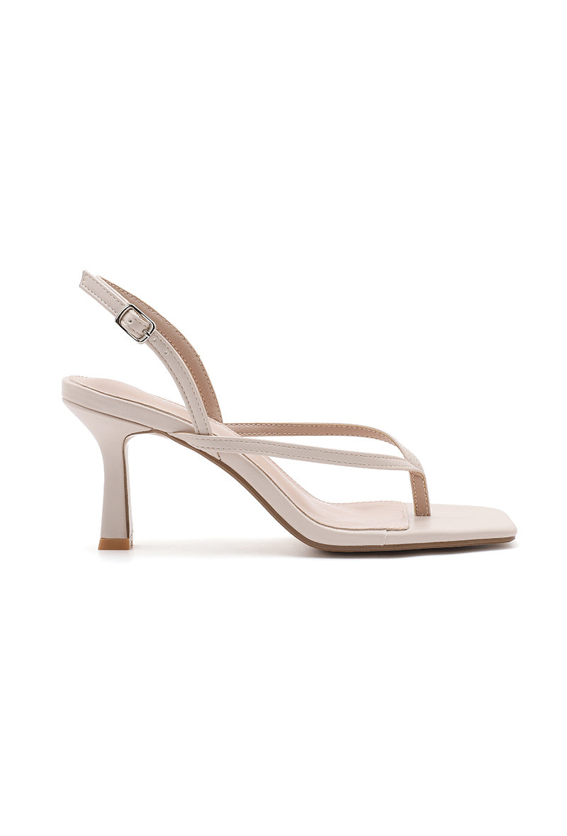 Fiona Slingback Toe Post Heeled Sandal - Beige
