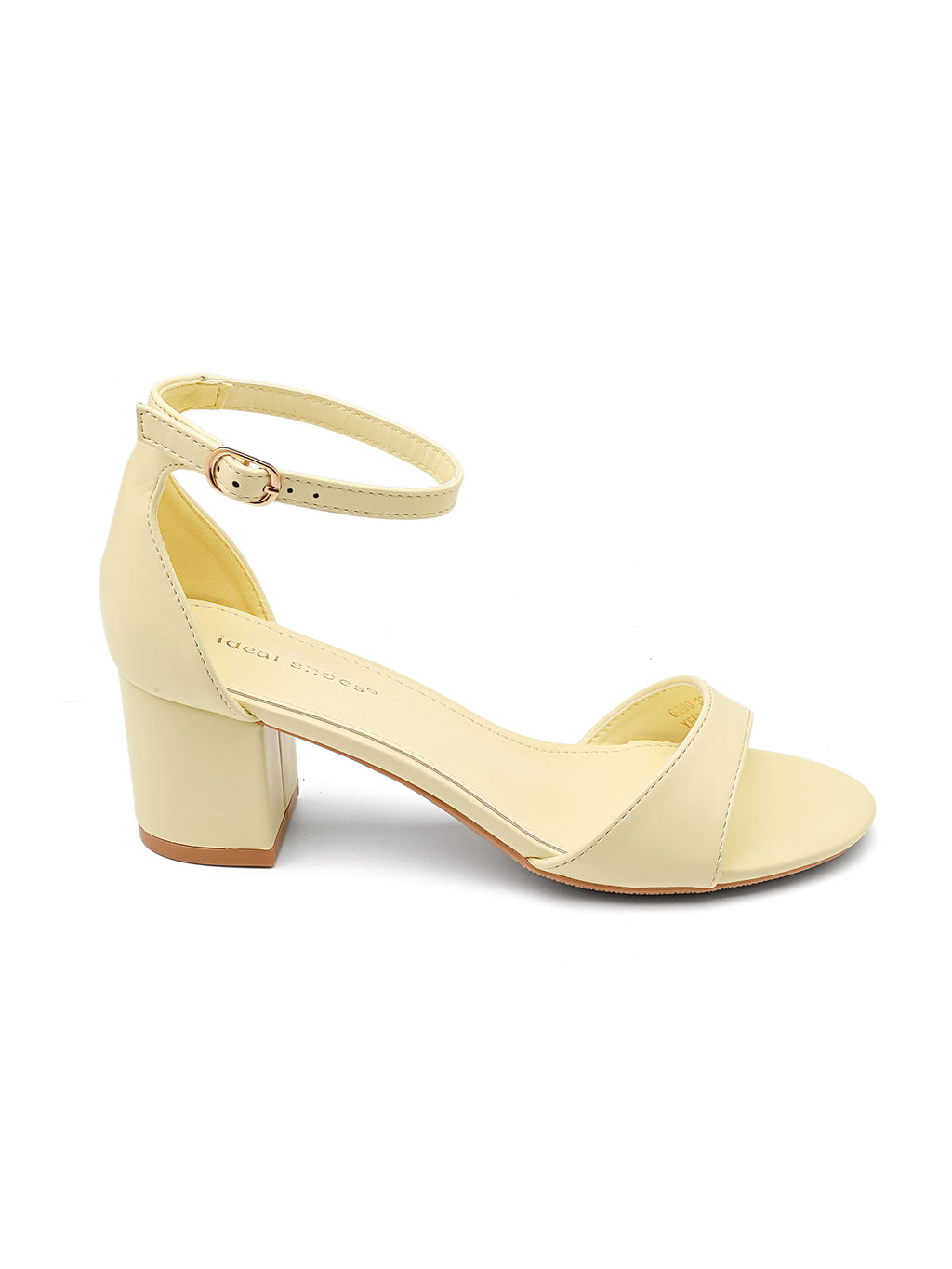 Aoife Ankle Strap Block Heel Sandal - Yellow