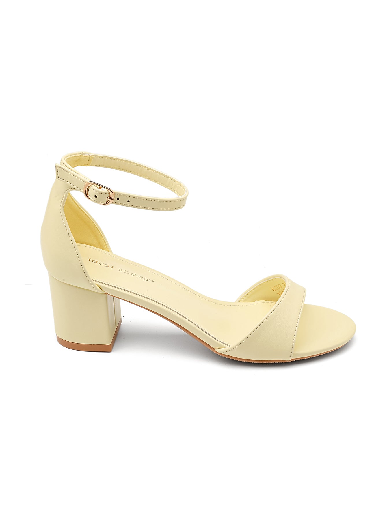 Aoife Ankle Strap Block Heel Sandal - Yellow