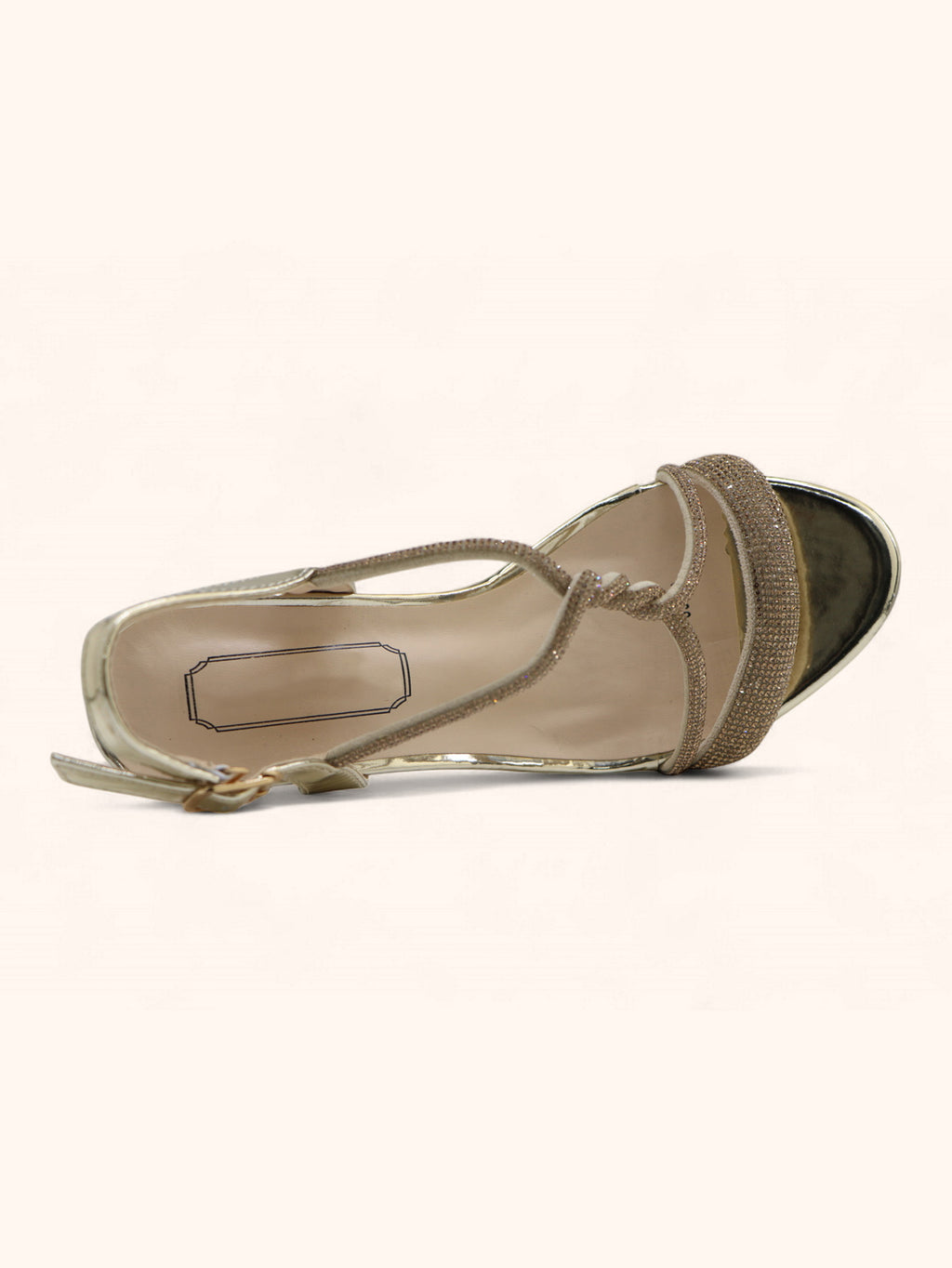 Jules Gold Diamanté Block Heel Sandals
