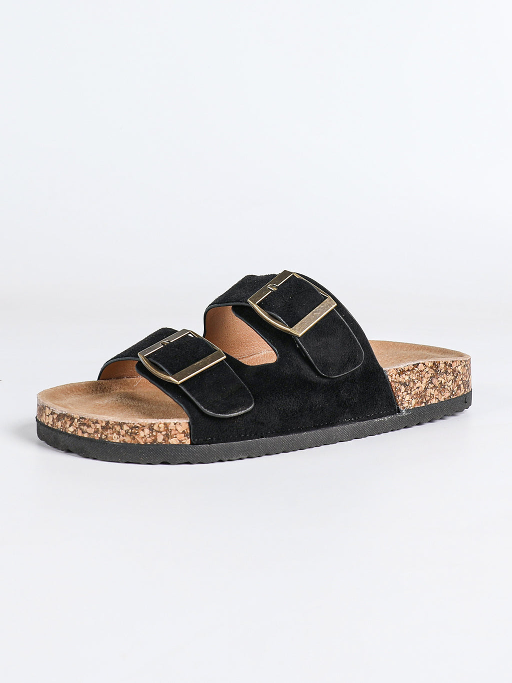 Rona Double-Buckle Comfort Sandals - Black