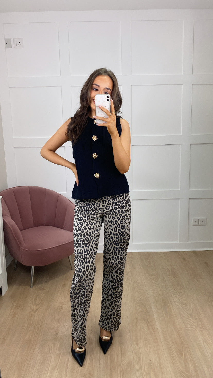 CALLIE BLACK KNIT WAISTCOAT