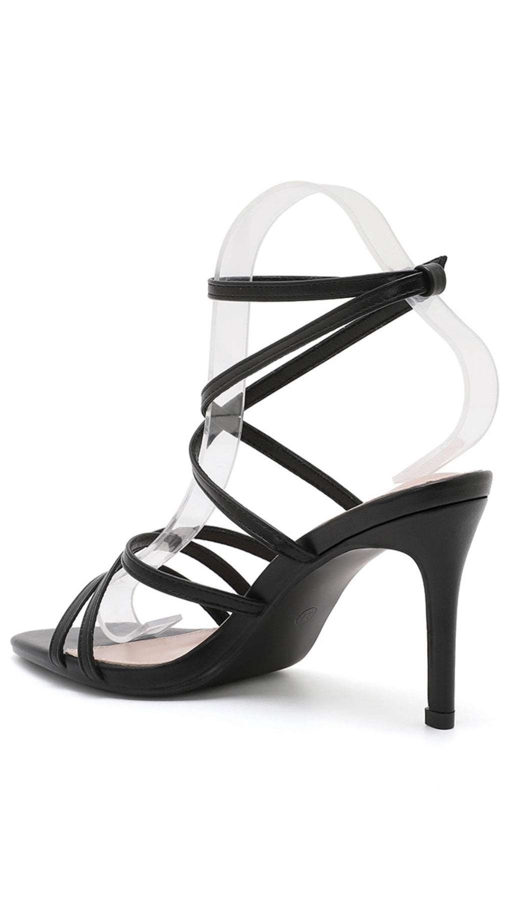Alara Black Strappy Heel – Minimalist Stiletto Sandal