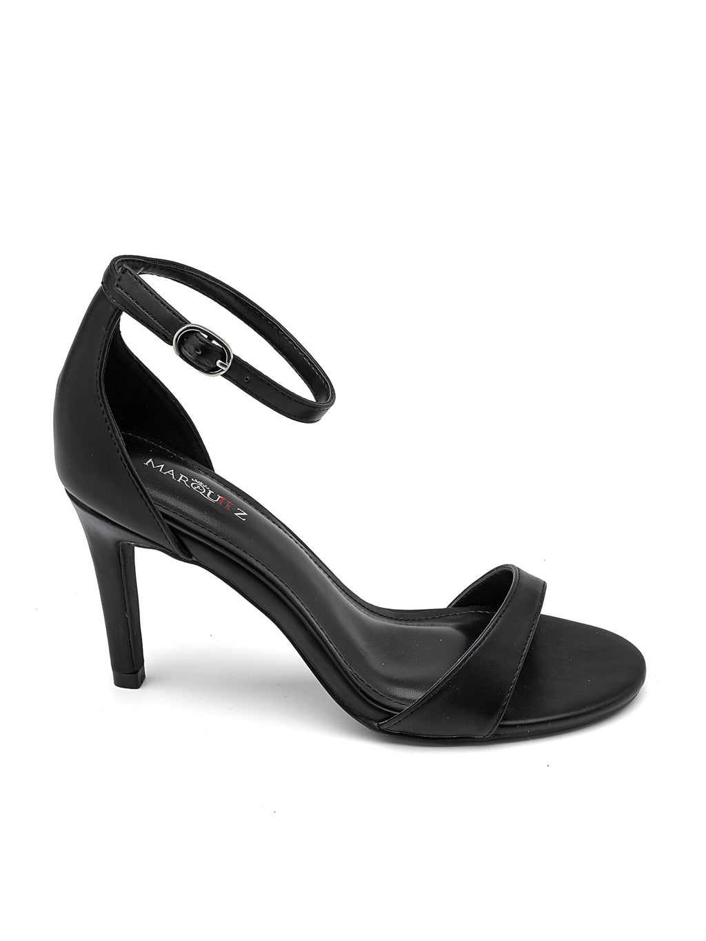 Esme Minimalist Ankle Strap Stiletto Heel Sandal - Black