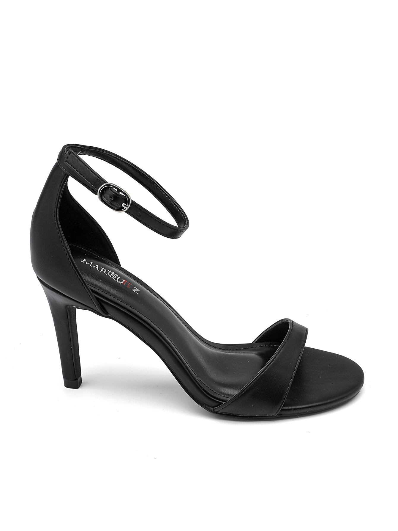 Esme Minimalist Ankle Strap Stiletto Heel Sandal - Black
