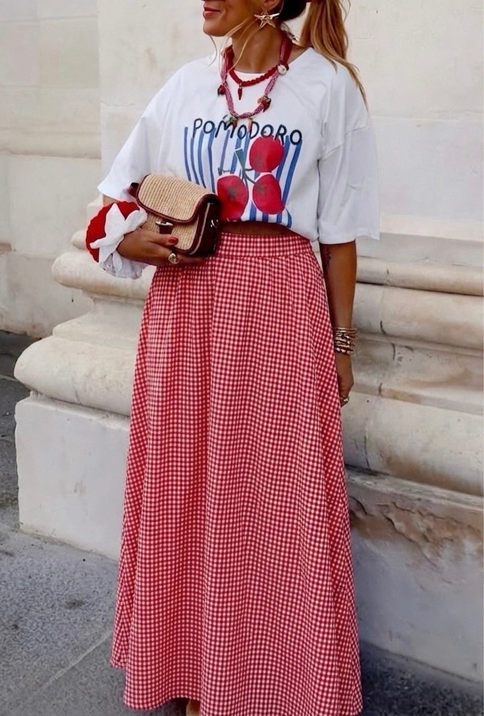Izzy Red Gingham Maxi Skirt