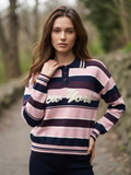 Lilah New York Stripe Polo Knit - Plumb