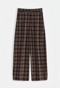 Andrea Wide Leg Check Trousers - Brown
