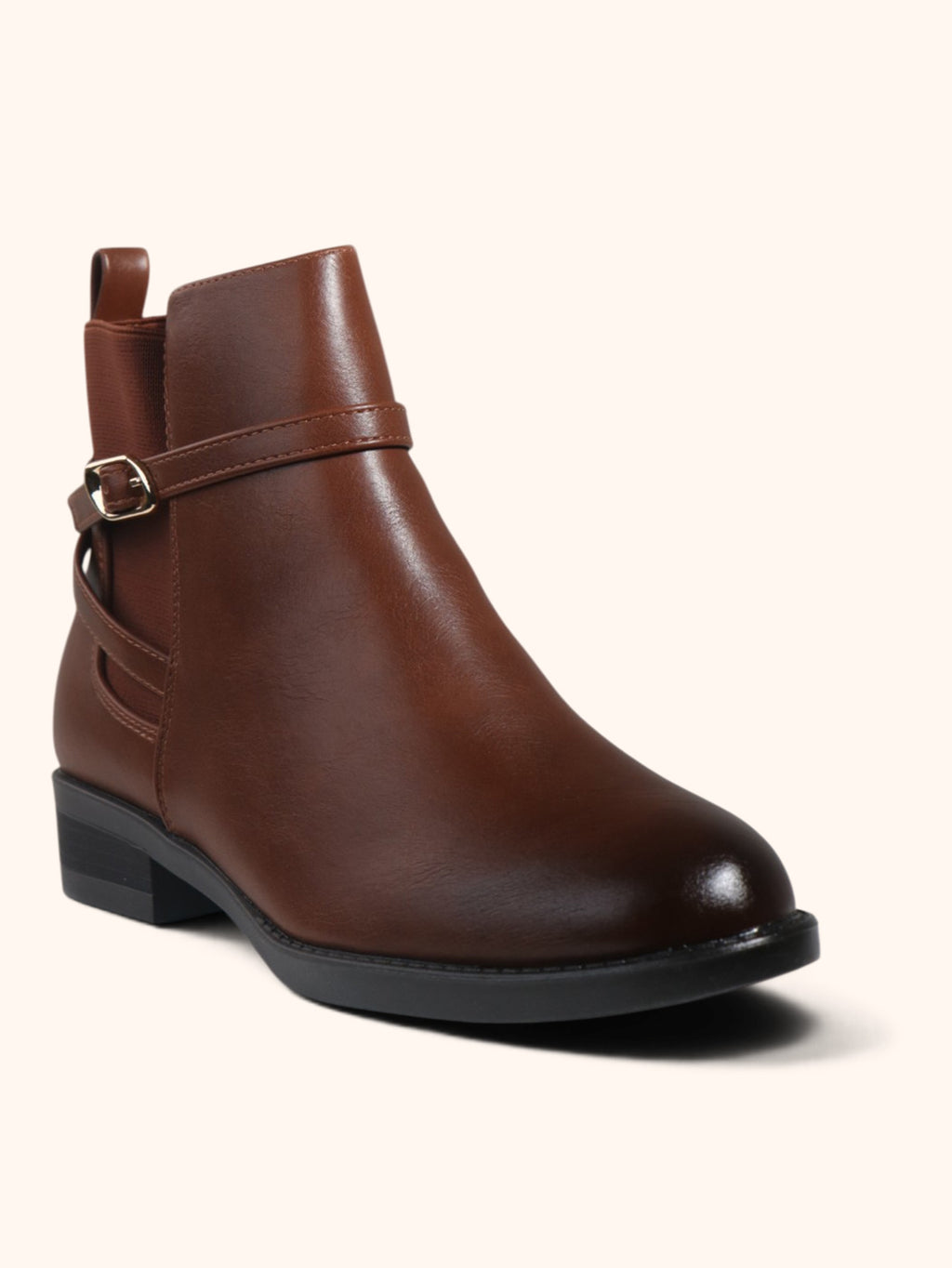 Myra Camel Strap Detail Chelsea Ankle Boots