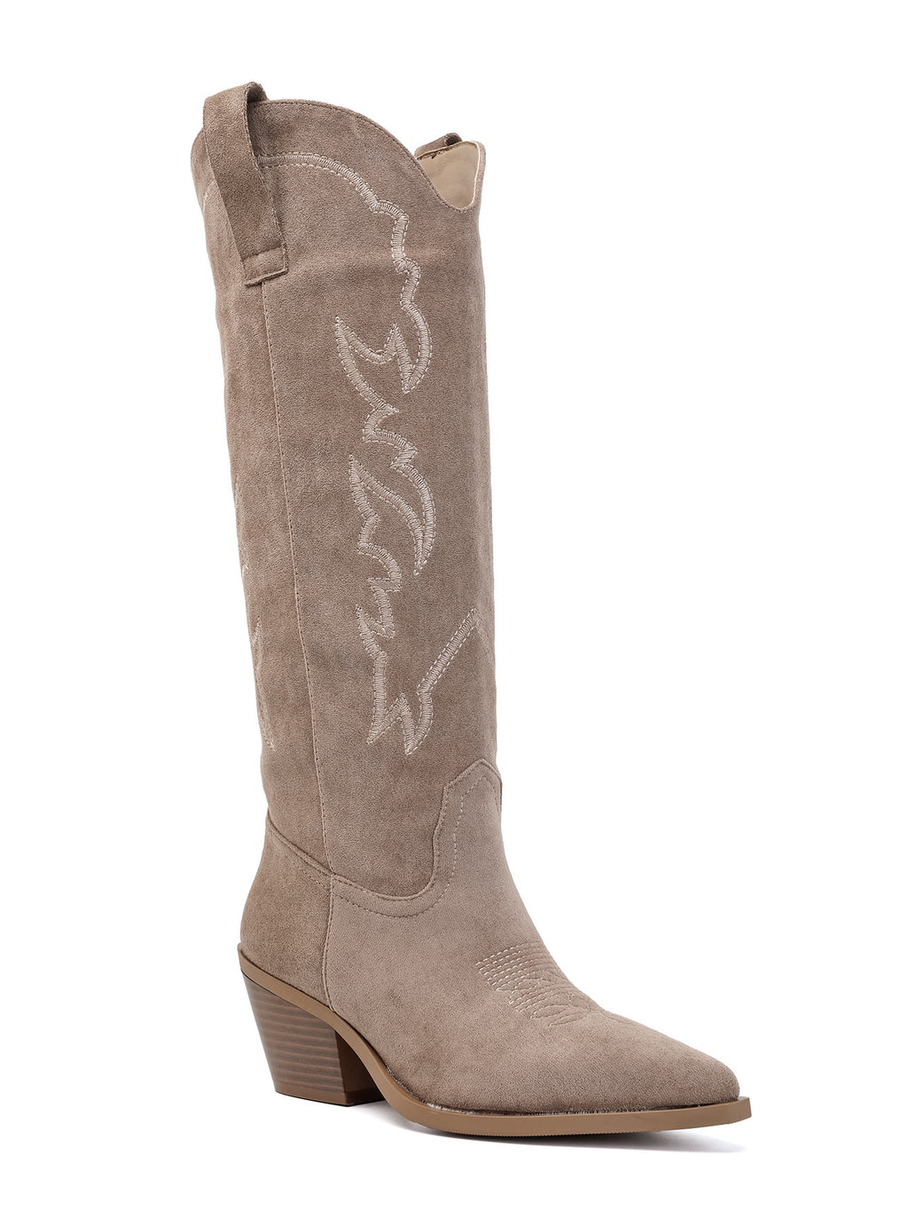 Jessie Western Embroidered Knee-High Cowboy Boots – Khaki