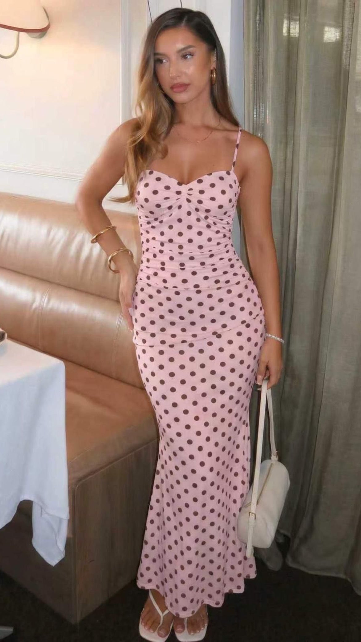 Maisie Polka Dot Maxi Dress - Pink