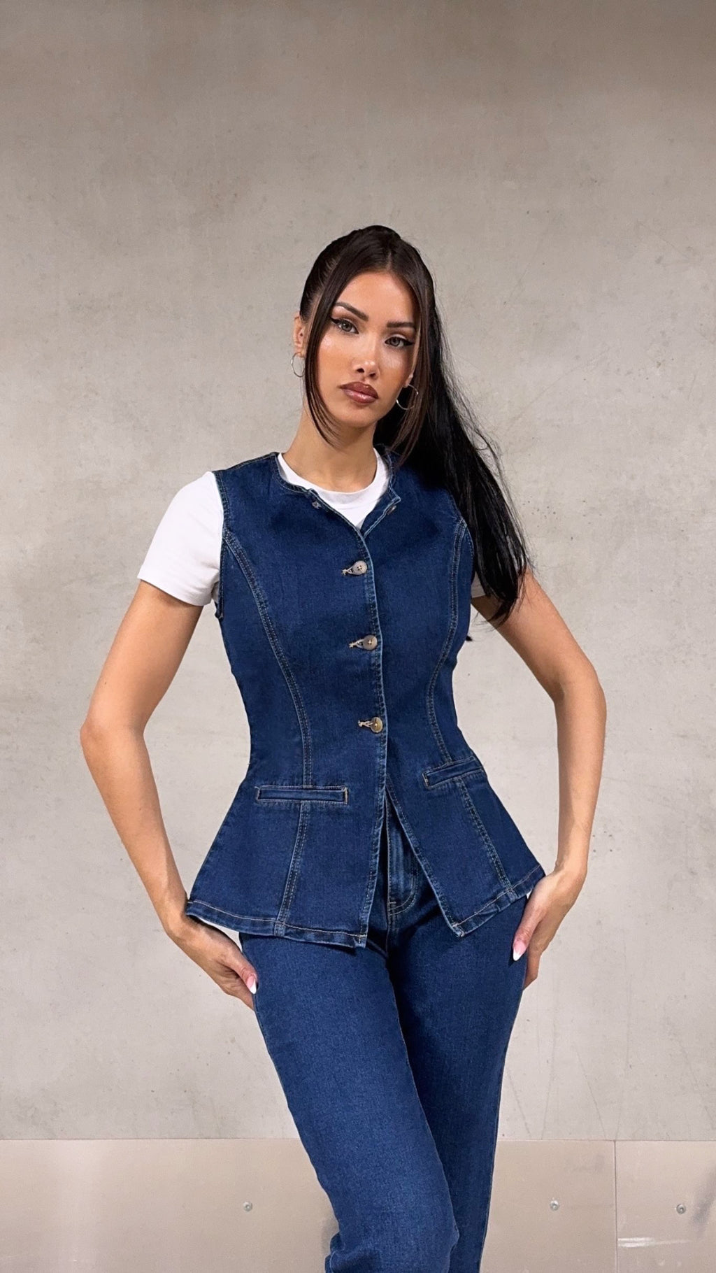 BETH WAISTCOAT - DENIM