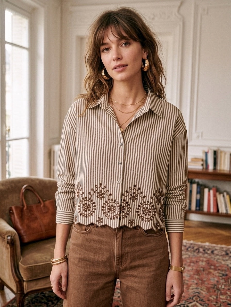 Lexi Embroidered Stripe Shirt