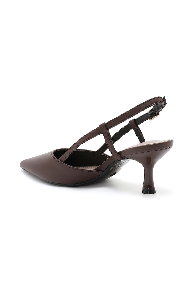 Lara Pointed-Toe Slingback Heel -  Brown