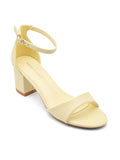 Aoife Ankle Strap Block Heel Sandal - Yellow