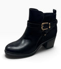 Brid Black Buckle Detail Heeled Ankle Boots