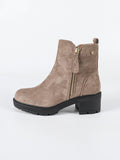 Loretta Khaki Zip Detail Ankle Boots