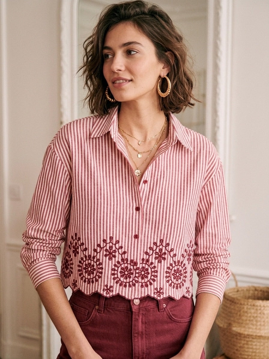 Naomi Embroidered Stripe Shirt
