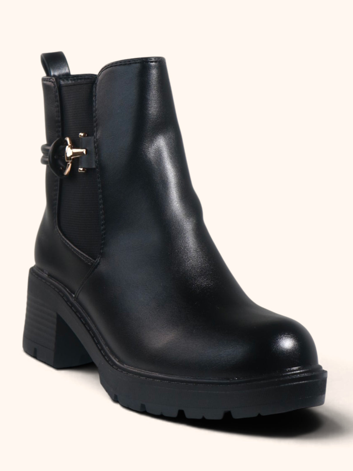 Primrose Buckle Detail Chelsea Ankle Boots - Black
