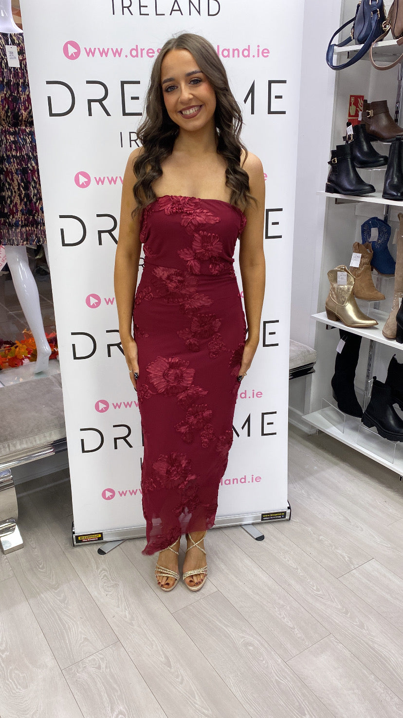 EVE  DRESS - BURGANDY