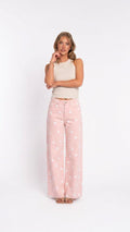 Blush Pink Blake Polka Dot Wide Leg Jeans