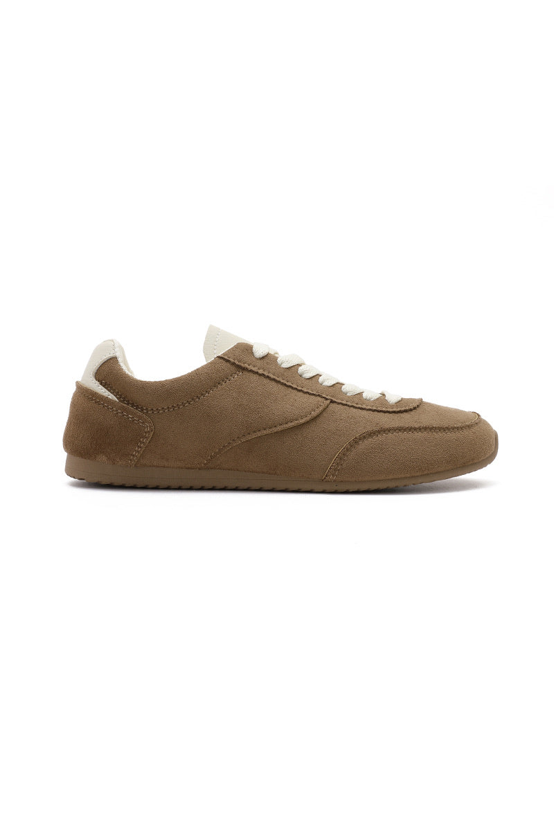 Amy Trainer – Khaki Retro Suede Lace-Up Sneaker