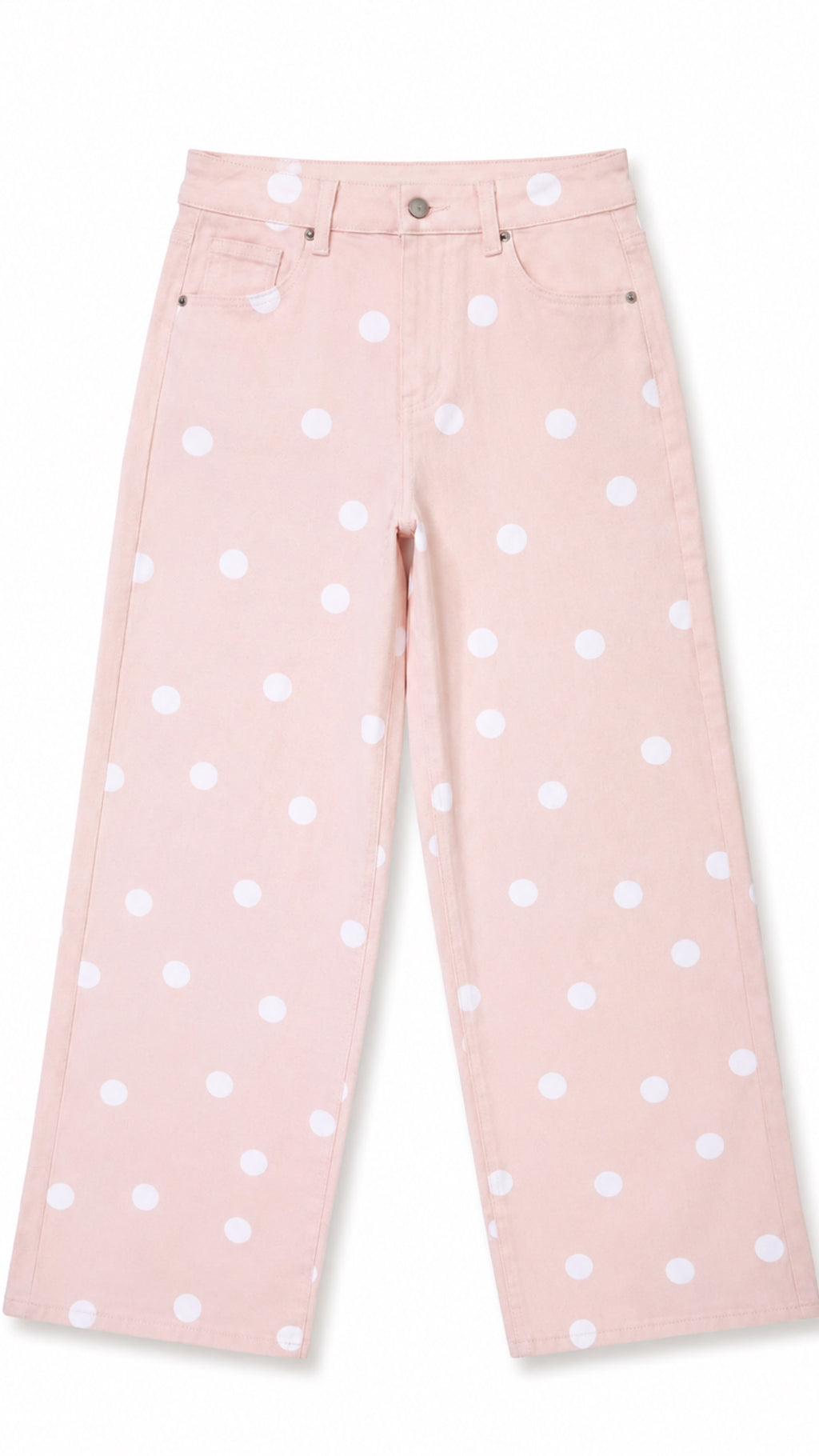 Blush Pink Blake Polka Dot Wide Leg Jeans