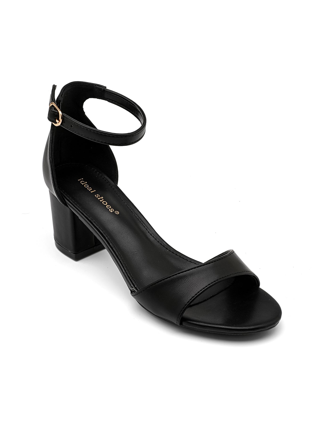Aoife Ankle Strap Block Heel Sandal - Black