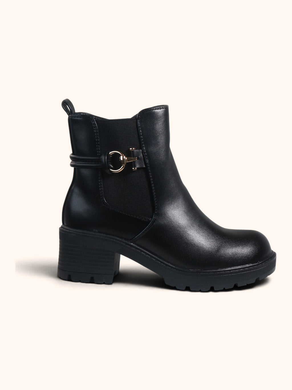 Primrose Buckle Detail Chelsea Ankle Boots - Black