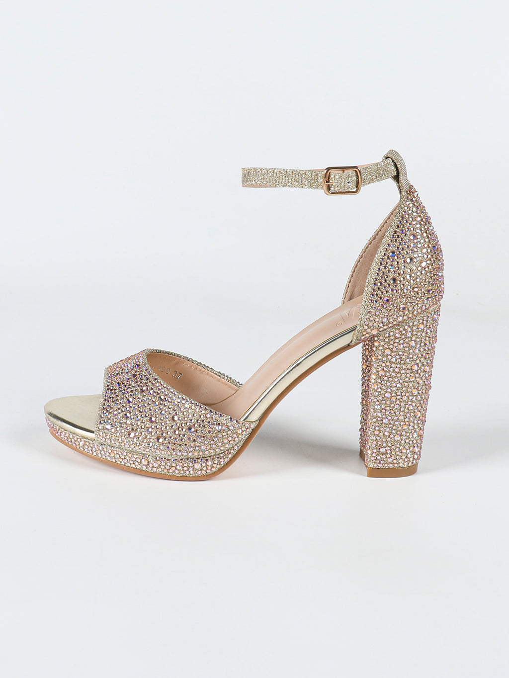 Ziva Gold Women’s Diamante Platform Block Heels