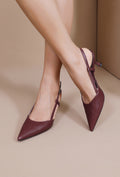 Lara Wine Slingback Heel – Pointed Toe Kitten Heel