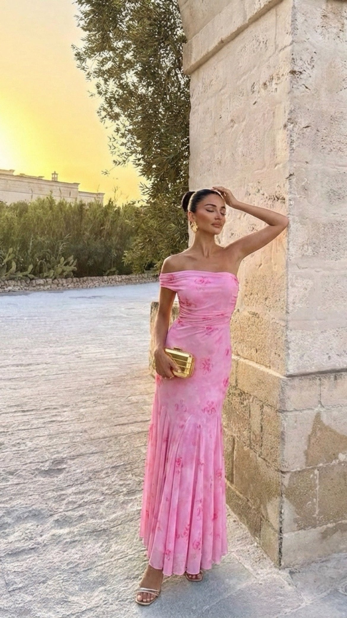 Lorriane Pink Floral Maxi Dress
