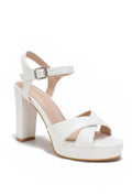 Edel Platform Block Heel Sandal - White