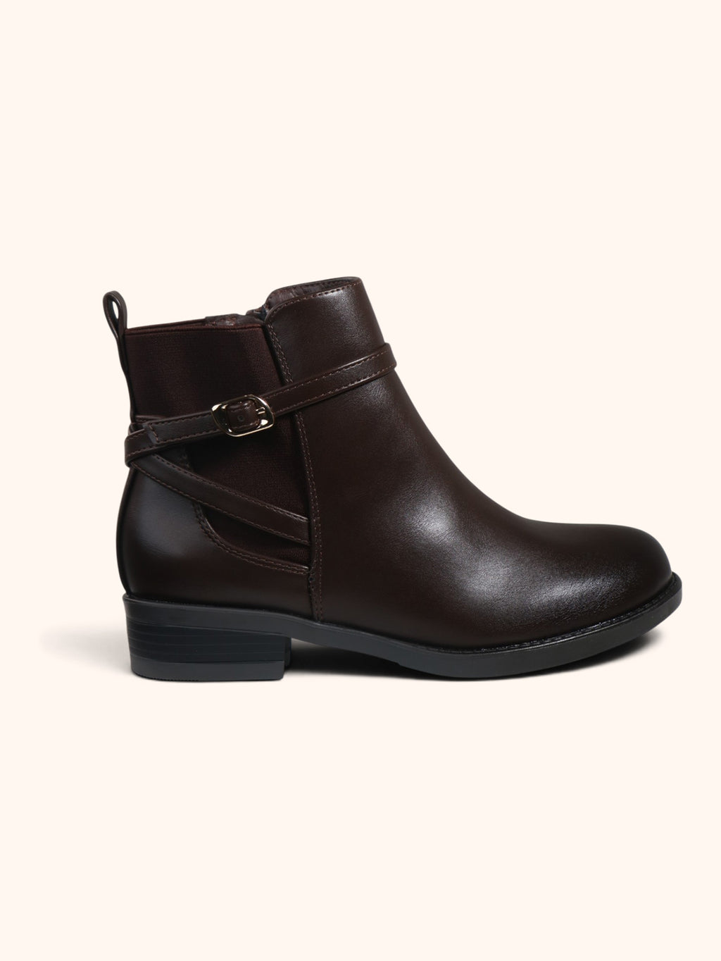 Myra Brown Strap Detail Chelsea Ankle Boots