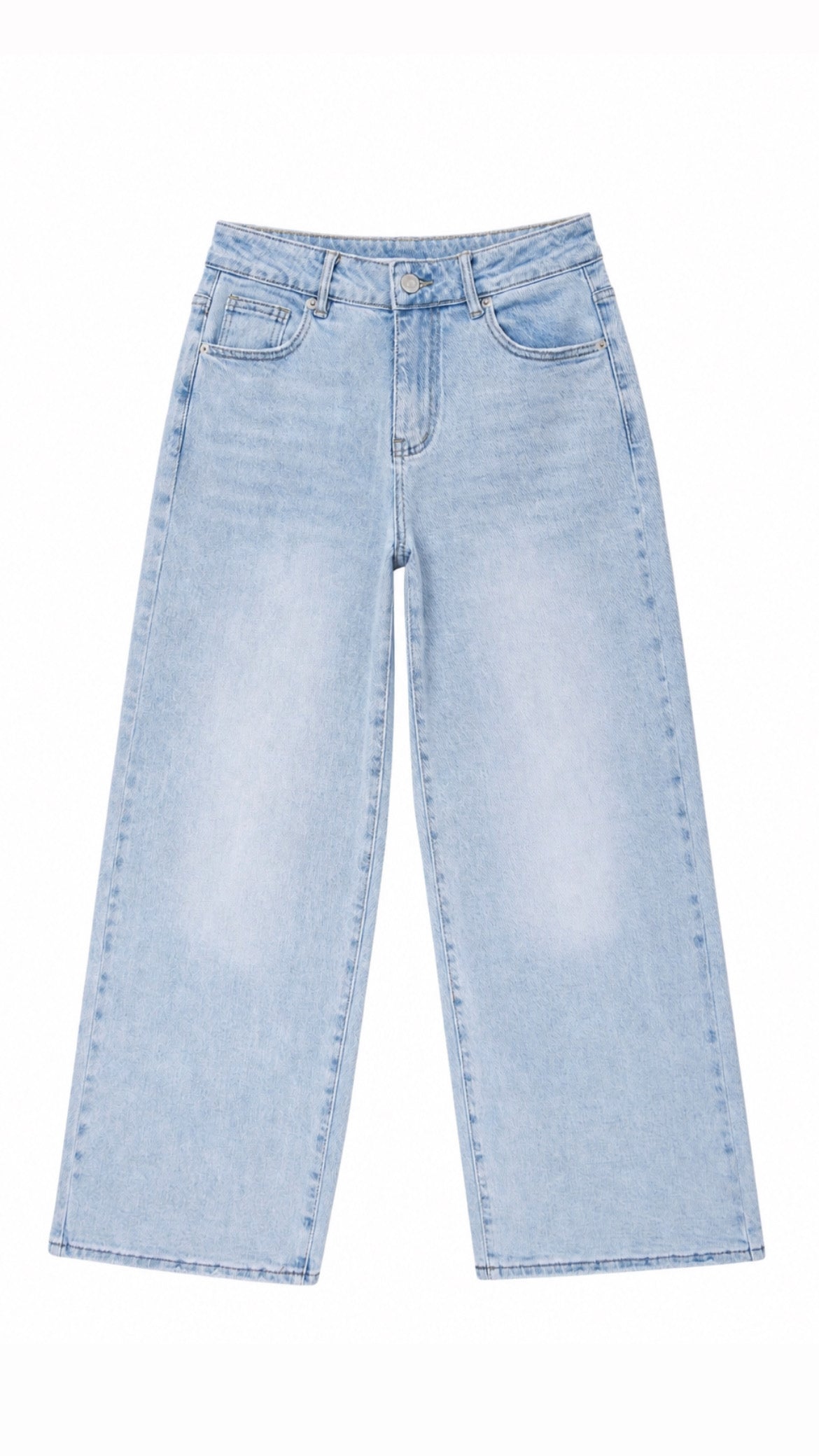 Loretta Wide-Leg Cropped Jeans – Light Wash Denim