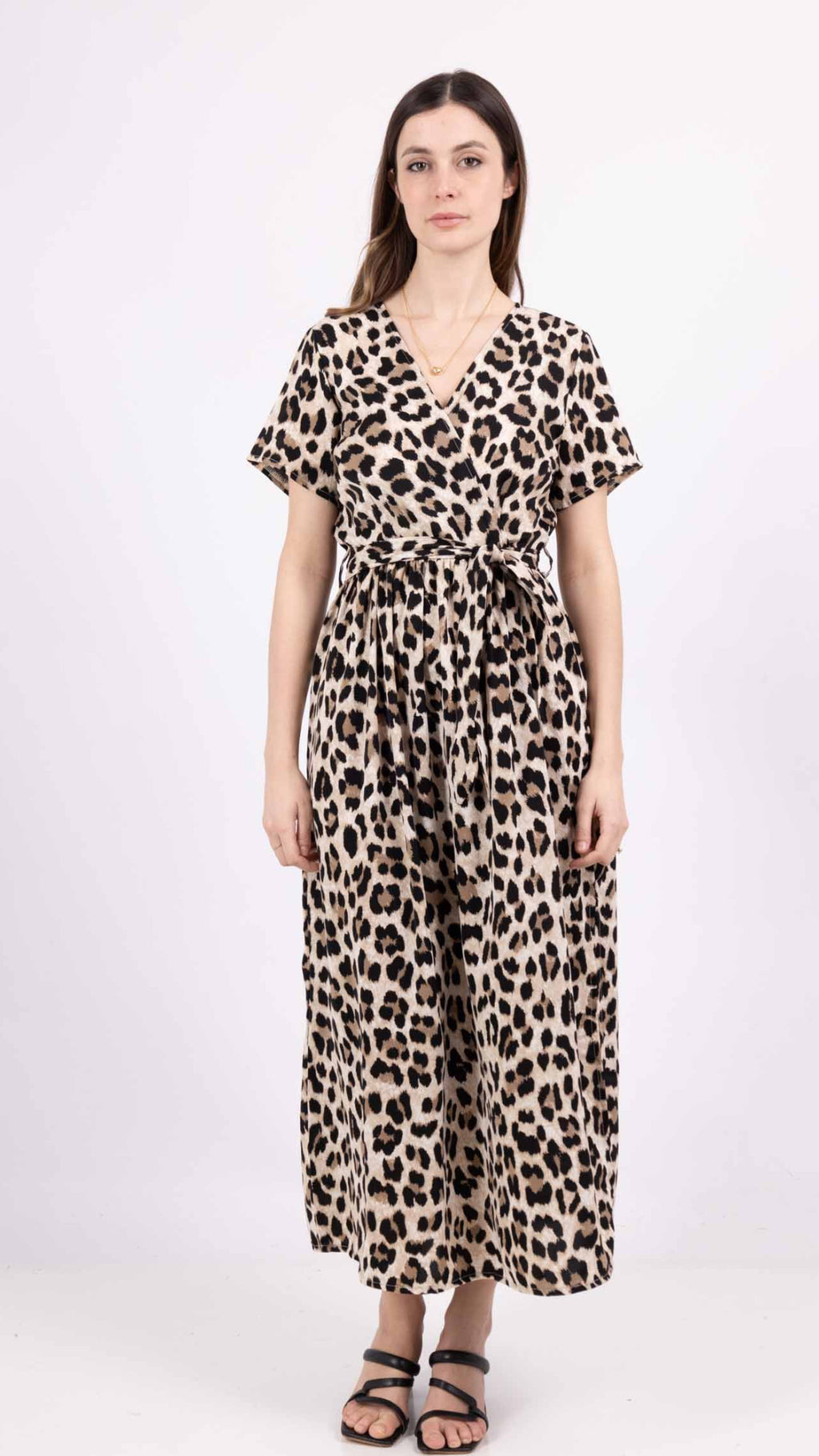Lydia Leopard Print Wrap Midi Dress