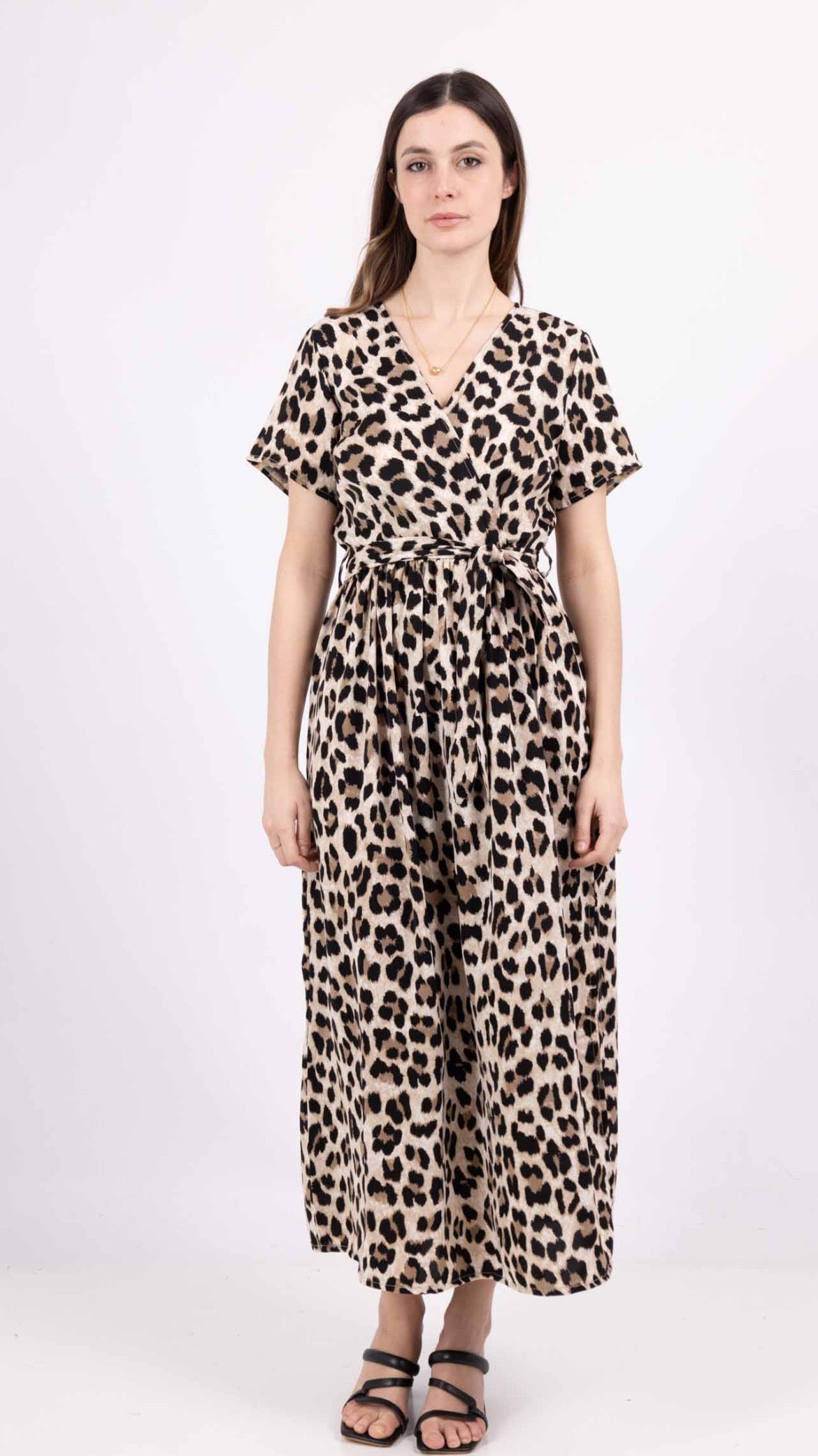 Lydia Leopard Print Wrap Midi Dress