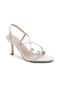 Gail Buckle Detail Heeled Sandal - White