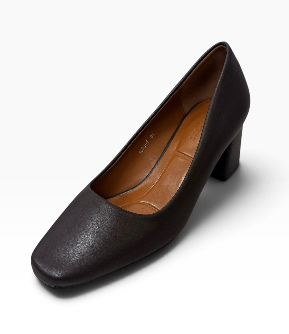 Whitney Brown Block Heel Court Shoes