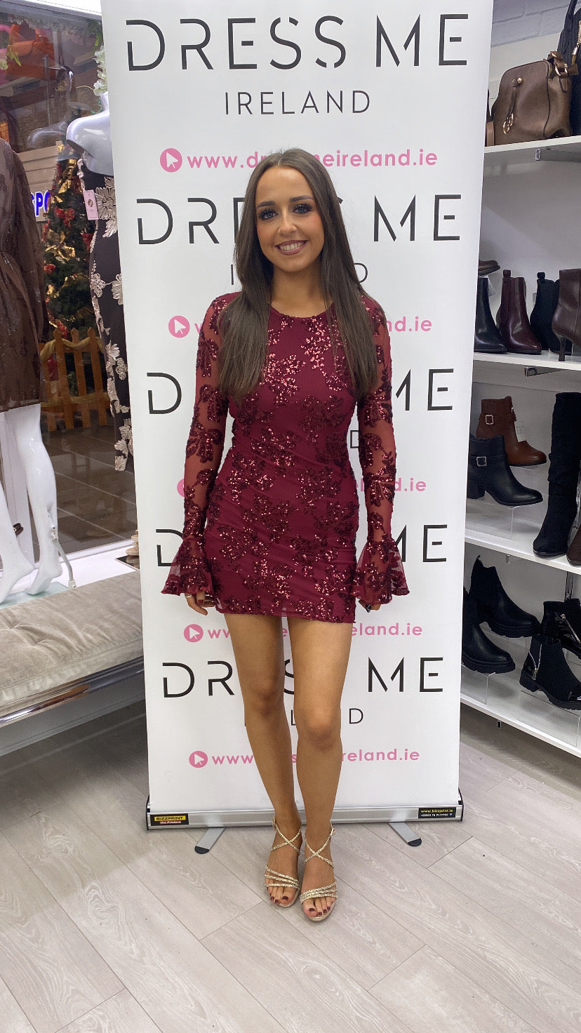 NICOLE DRESS - BURGANDY