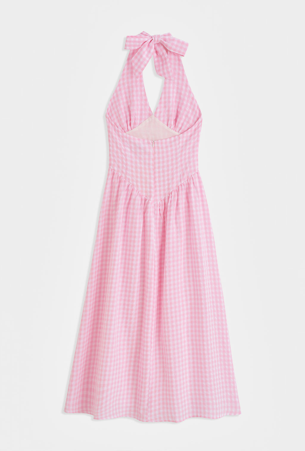 Nova Gingham Halter Neck Midi Dress - Pink