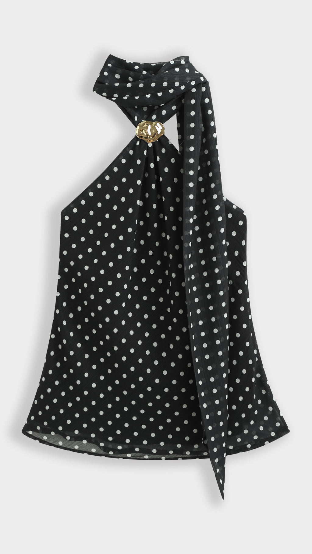 Alva Polka Dot Halterneck Top – Black