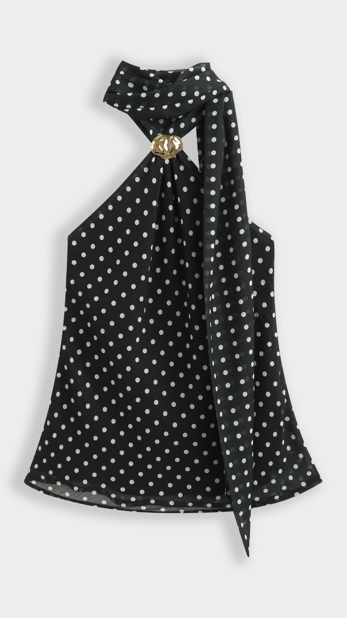Alva Polka Dot Halterneck Top – Black