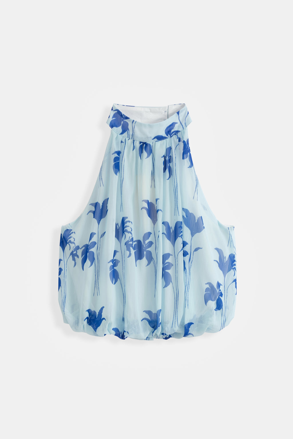 Harper Floral Bubble Hem Top - Blue