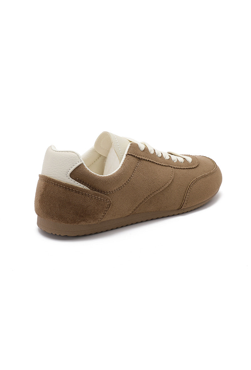 Amy Trainer – Khaki Retro Suede Lace-Up Sneaker
