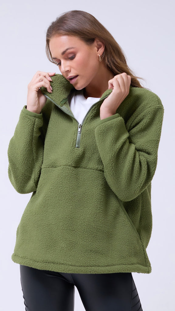 SHELLY HALFZIP GREEN