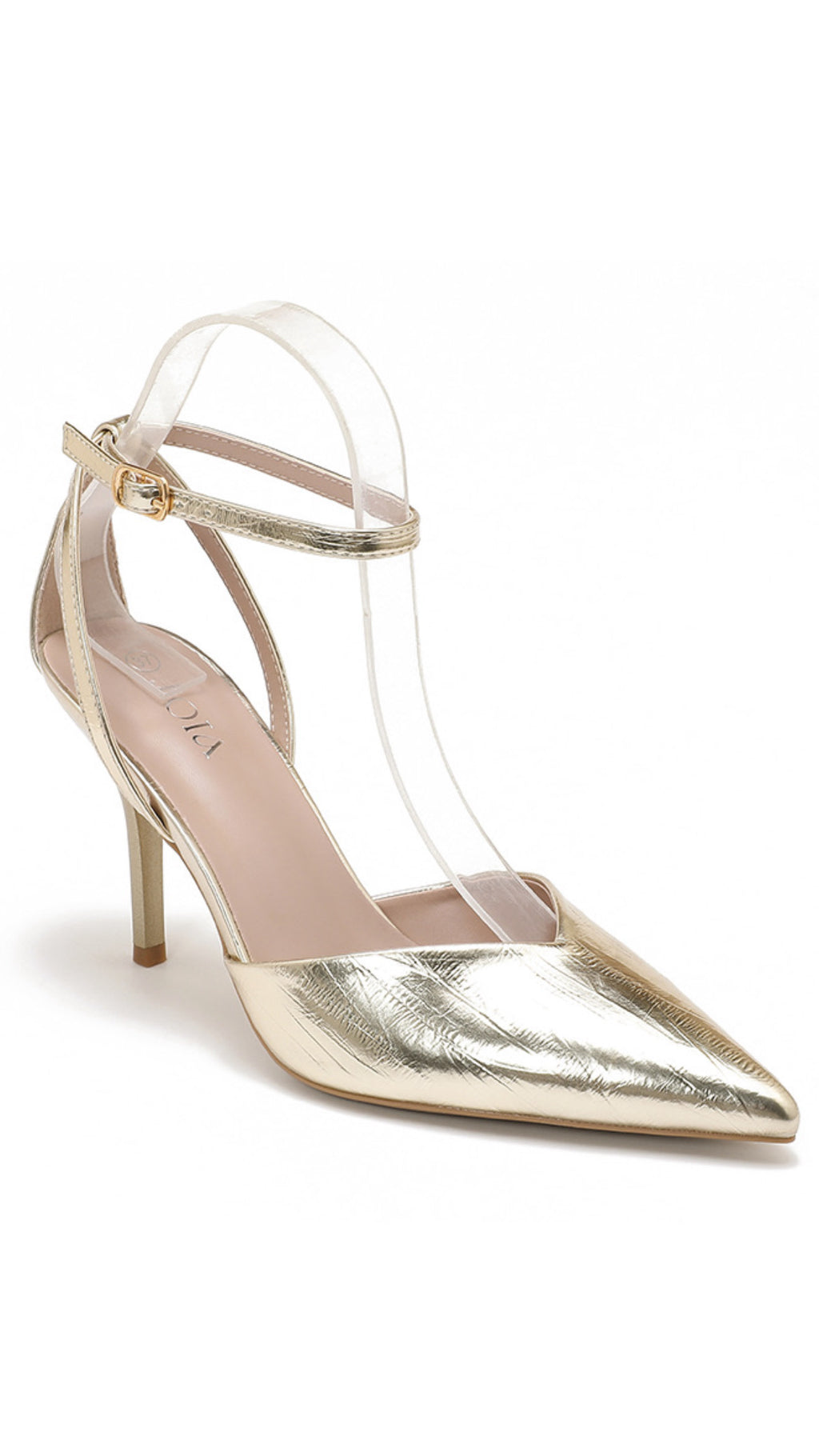 Hannah Gold Strappy Heel – Elegant Pointed Toe Stiletto