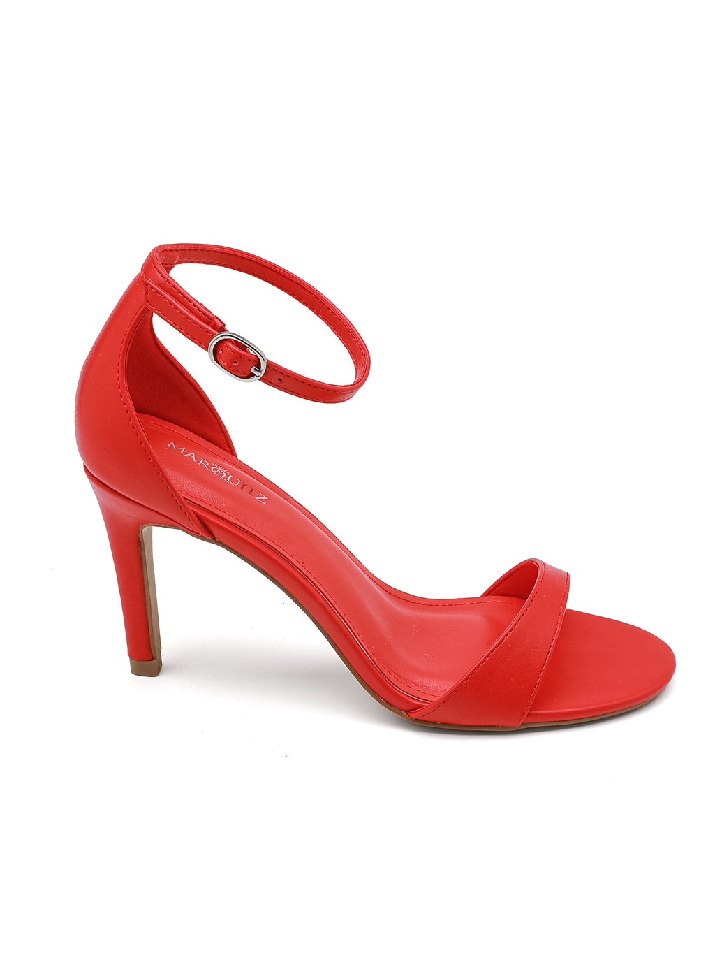 Esme Minimalist Ankle Strap Stiletto Heel Sandal - Red